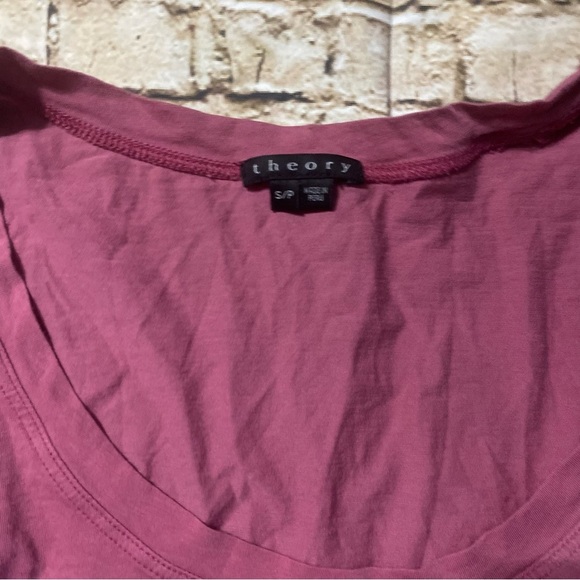 Theory Rose Pink Soft Thin Knit Short Sleeve T Shirt - Picture 3 of 5